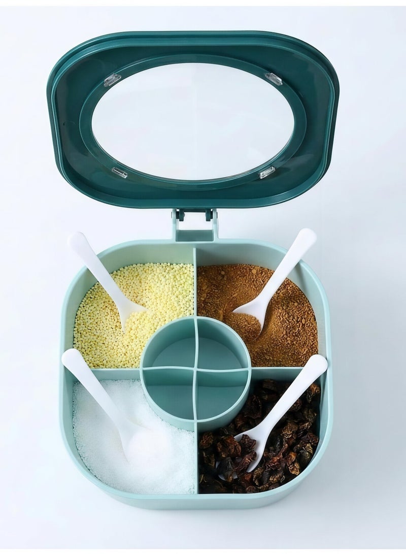 Seasoning jar four-grid seasoning box household seasoning salt jar kitchen seasoning bottle sealed storage seasoning jar full set 12.7x15x7.2 - Image 1